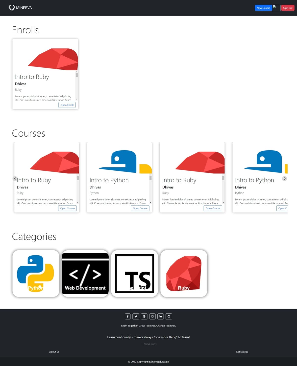 minerva site screenshot